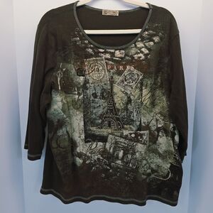 Blue Canyon Clothing Woman 3X Shirt Brown Rhinestones